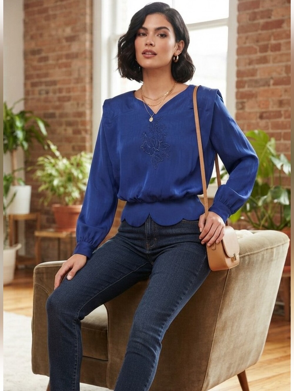 Vintage Andrea Gayle Cornflower Blue Lace Blouse Coquette Peplum Top Size 14